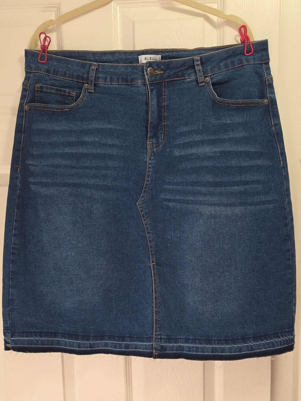 BLEU Slightly Distressed Denim Skirt